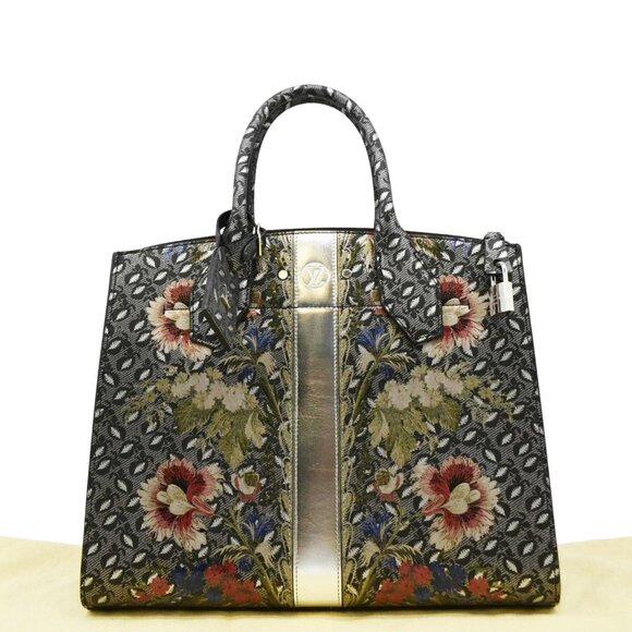 LOUIS VUITTON  City Steamer Floral Print Canvas Tote Bag Grey/Silver - Picture 3 of 13